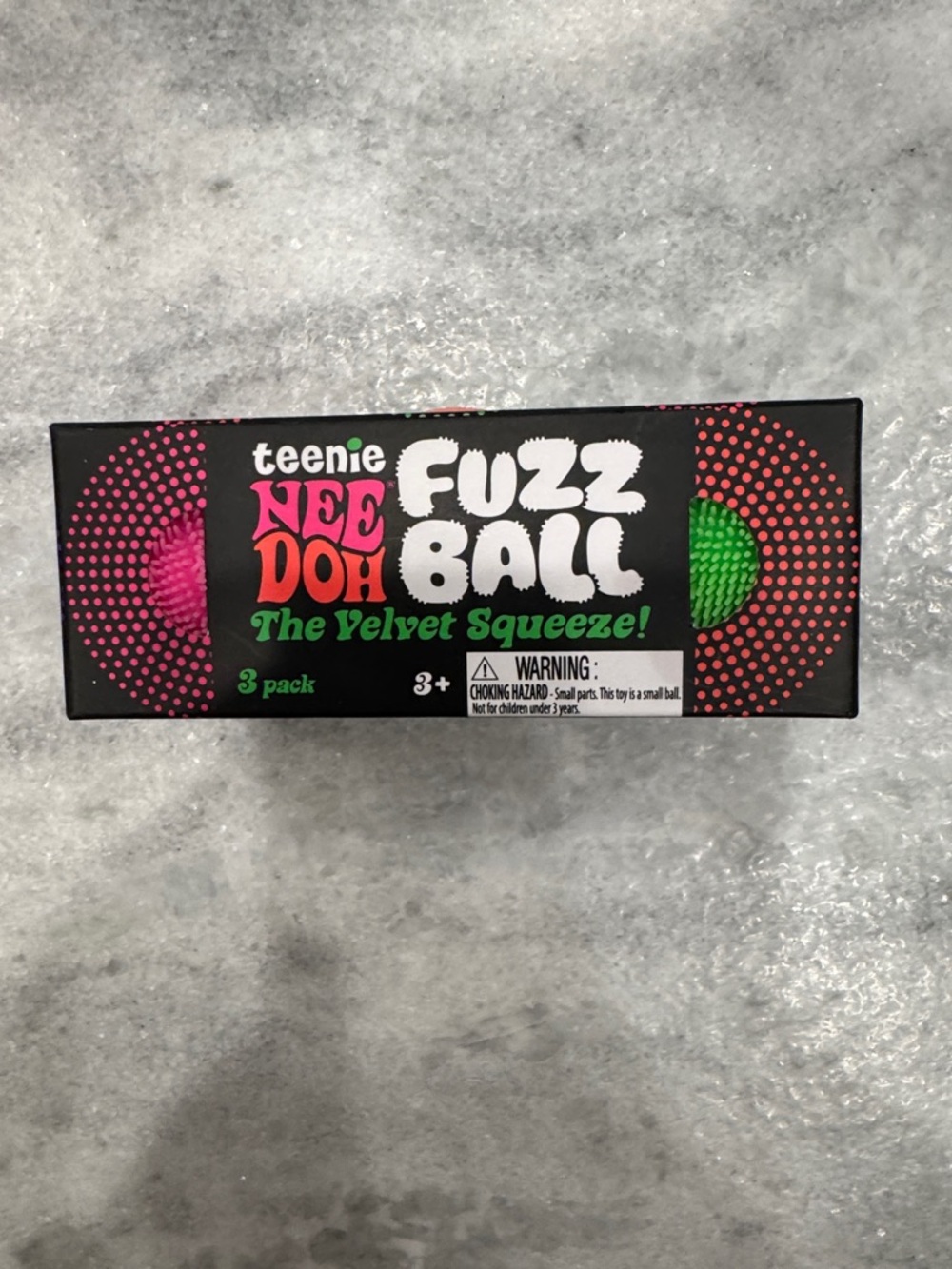 Teenie Nee Doh Fuzz Ball 3-Pack - Pink & Green Velvet Squeeze